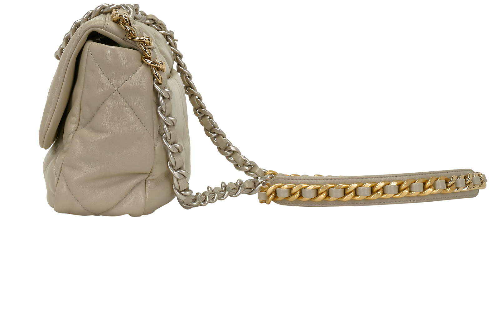 Medium 19, &pound;3,800, Handbags, Grey, Lambskin Leather, Bottom view